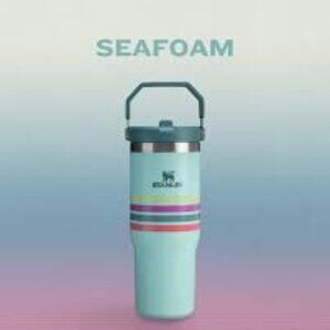 Stanley Varsity Iceflow Flip Straw Tumbler in Seafoam Stripe w/ Handle - 30oz